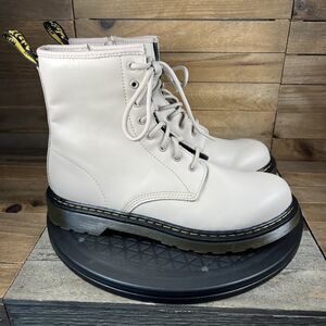 Dr. Martens Womens Size 7 Taupe Leather Lace Up Ankle Combat Comfort Boots 31283